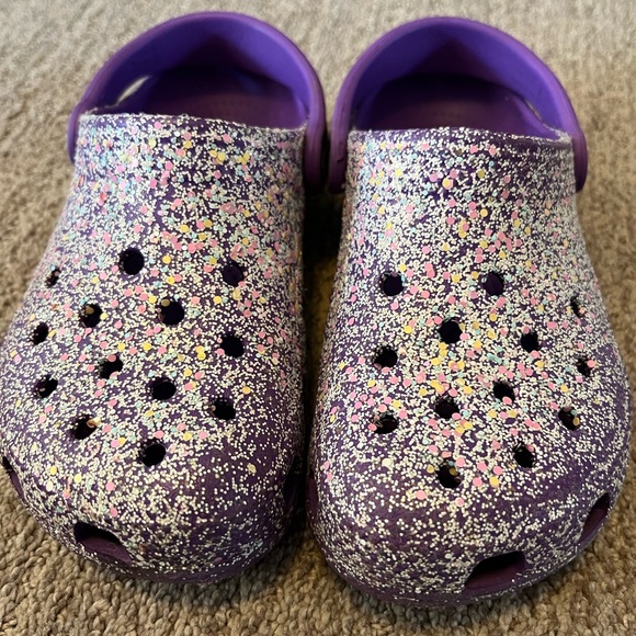 Purple Glitter Crocs, Gently Worn, Childs Sz 12, Smoke Free Home - Picture 4 of 5